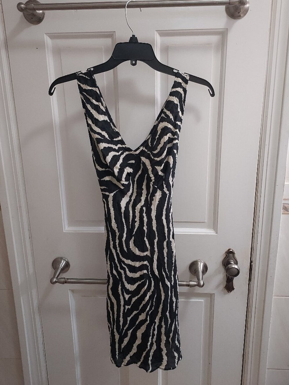 Realisation Par The Isabelli Sleeveless Black White Zebra Animal Dress